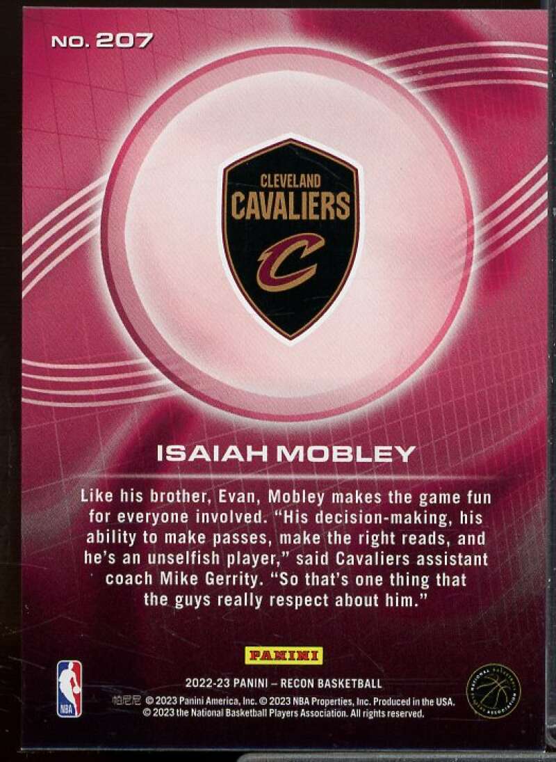 Isaiah Mobley Rookie Card 2022-23 Panini Recon Holo Blue #207  Image 2