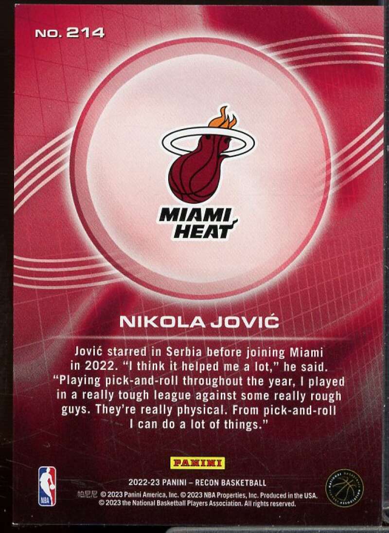 Nikola Jovic Rookie Card 2022-23 Panini Recon Holo Purple #214  Image 2