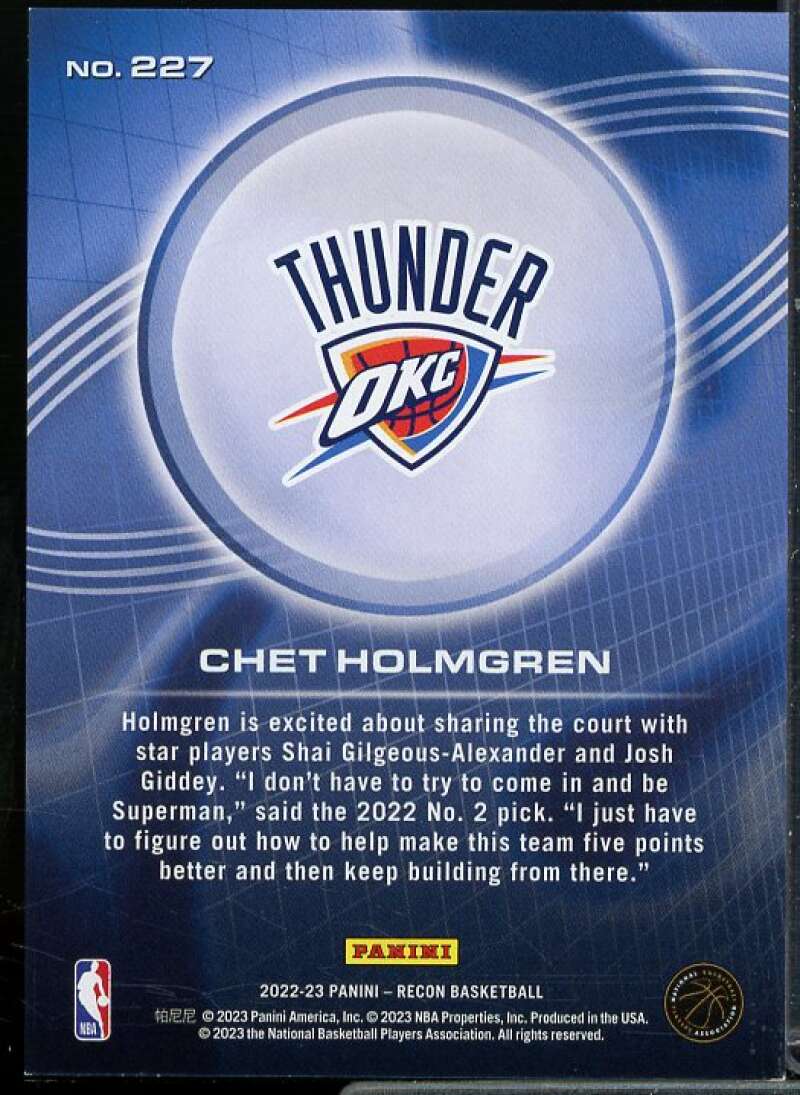 Chet Holmgren Rookie Card 2022-23 Panini Recon Holo Bronze #227  Image 2