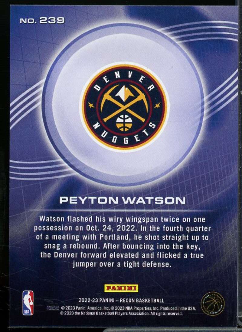 Peyton Watson Rookie Card 2022-23 Panini Recon Holo Red #239  Image 2