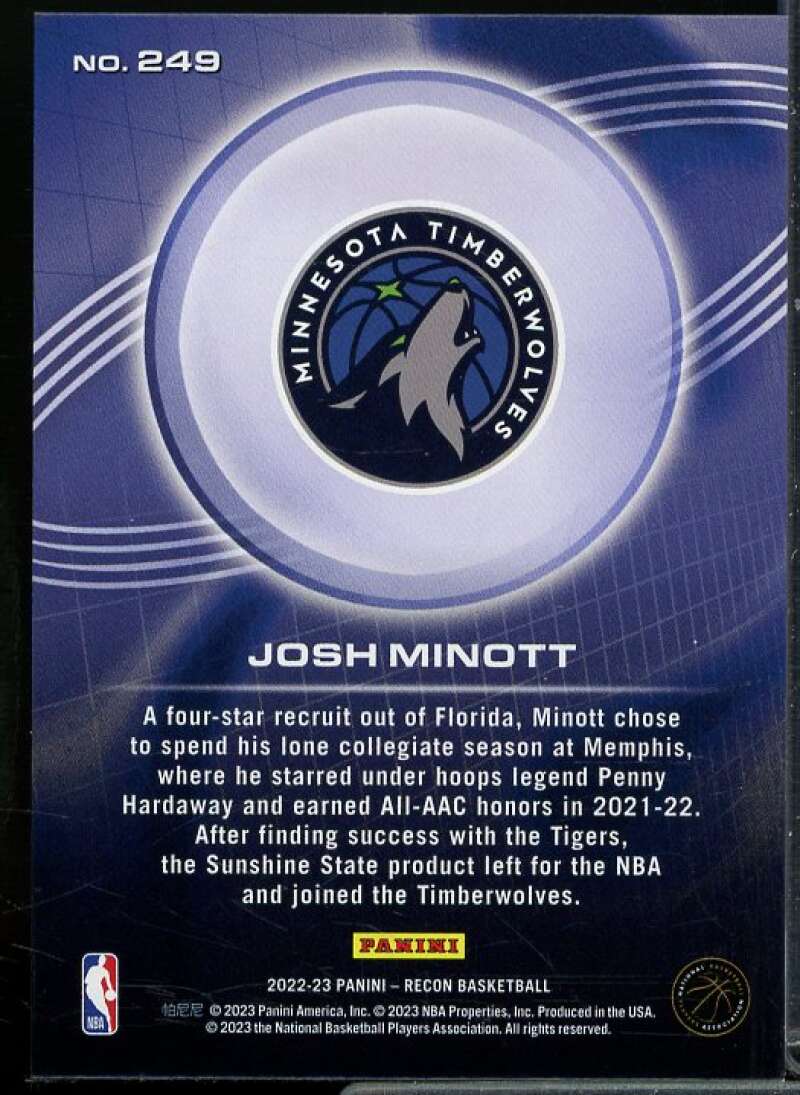 Josh Minott Rookie Card 2022-23 Panini Recon Holo Blue #249  Image 2