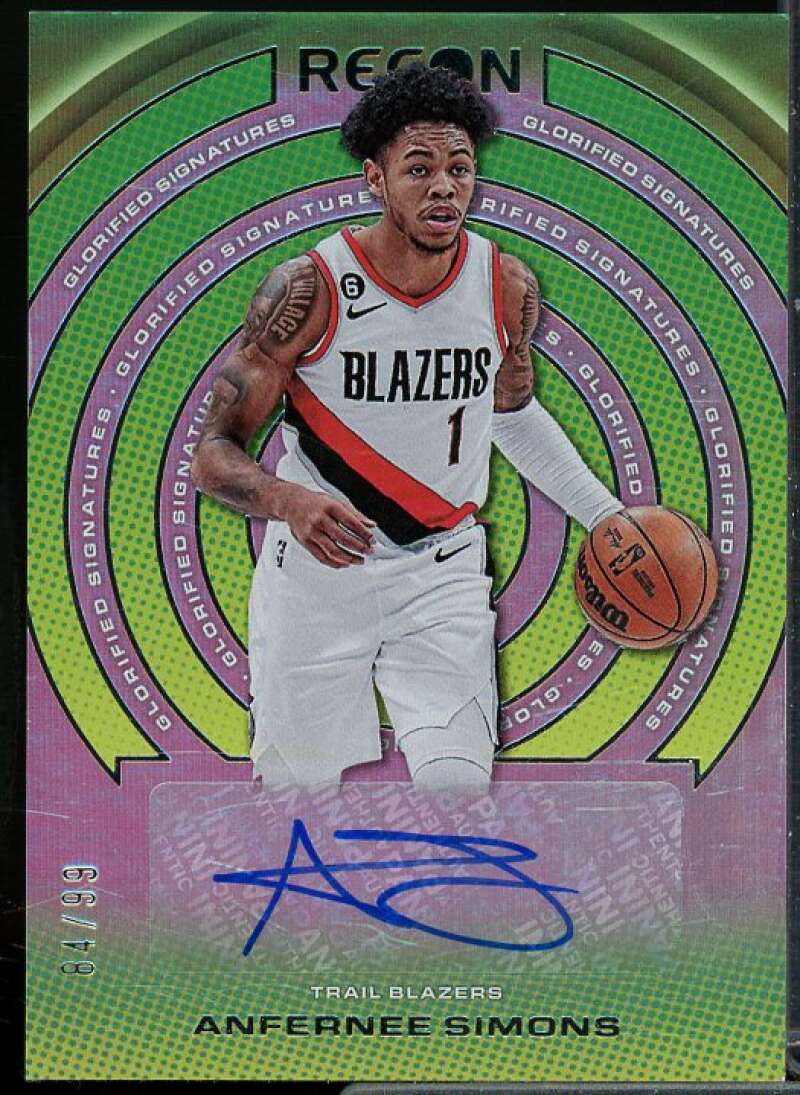 Anfernee Simons Card 2022-23 Panini Recon Glorified Signatures #27  Image 1