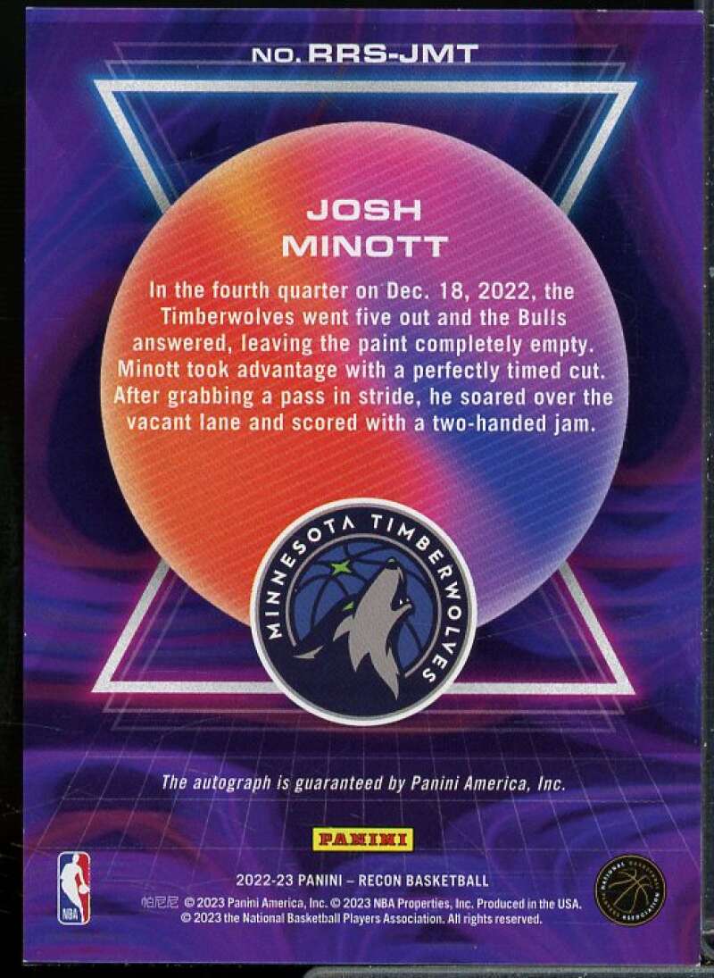 Josh Minott Rookie Card 2022-23 Panini Recon Rookie Recon Signatures Red #35  Image 2