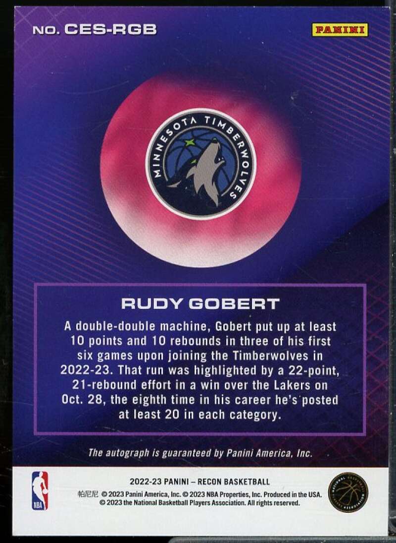 Rudy Gobert Card 2022-23 Panini Recon Called to Excellence Signatures #21  Image 2