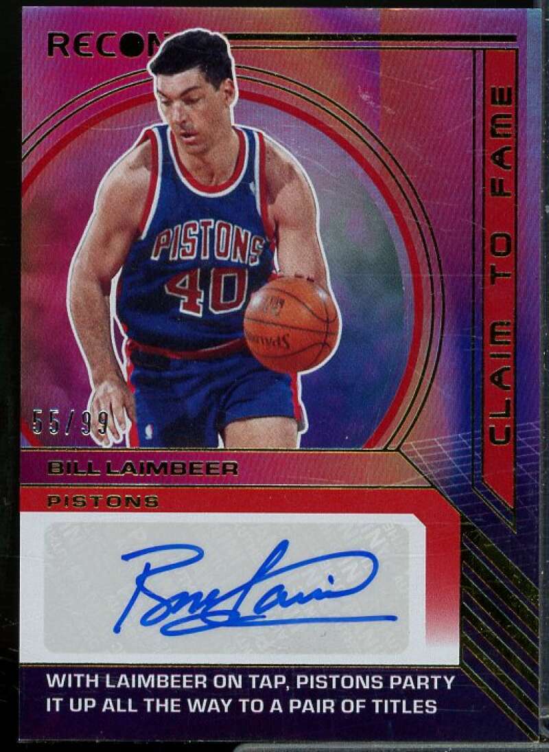 Bill Laimbeer Card 2022-23 Panini Recon Claim to Fame Signatures Red #11  Image 1