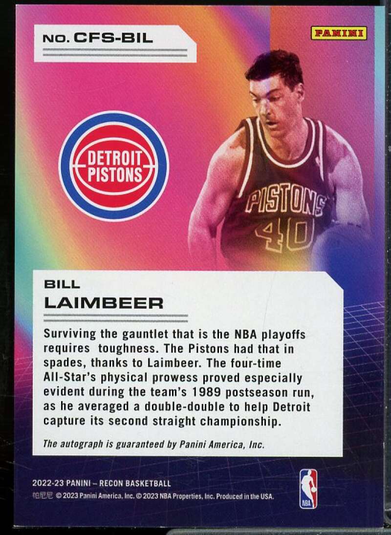 Bill Laimbeer Card 2022-23 Panini Recon Claim to Fame Signatures Red #11  Image 2