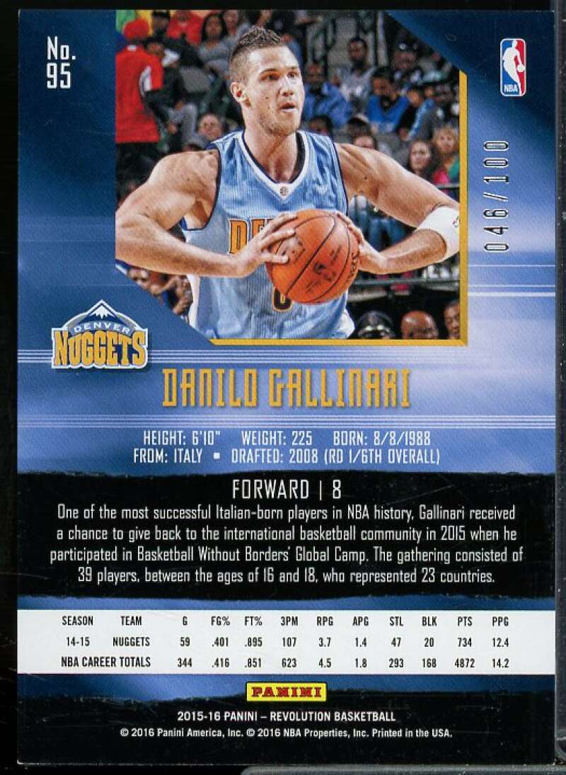 Danilo Gallinari Card 2015-16 Panini Revolution Cosmic #95  Image 2