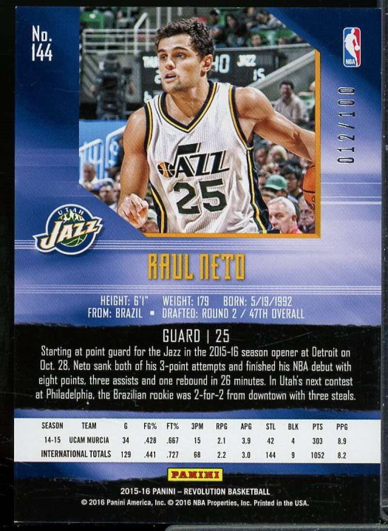Raul Neto Card 2015-16 Panini Revolution Cosmic #144  Image 2