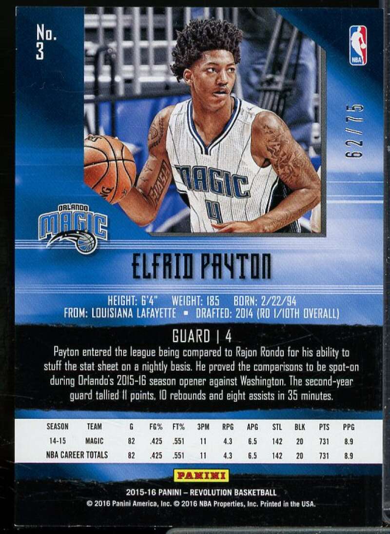 Elfrid Payton Card 2015-16 Panini Revolution Sunburst #3  Image 2