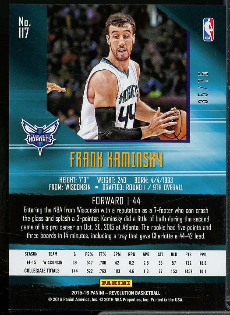 Frank Kaminsky Card 2015-16 Panini Revolution Sunburst #117  Image 2