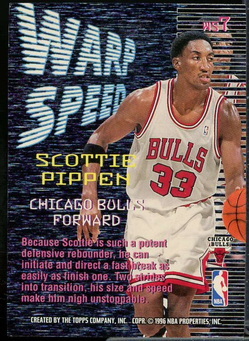 Scottie Pippen Card 1995-96 Stadium Club Warp Speed #WS7  Image 2
