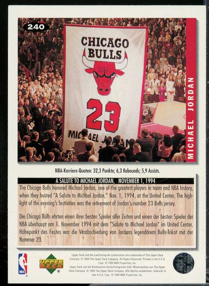 Michael Jordan COMM Card 1994-95 Collector's Choice #240  Image 2