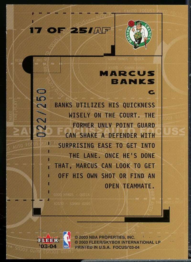Marcus Banks Card 2003-04 Fleer Focus Auto Focus #17  Image 2
