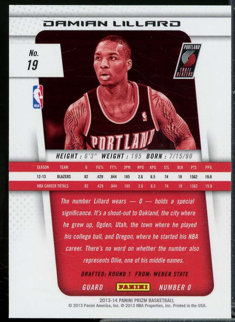 Damian Lillard Card 2013-14 Panini Prizm #19  Image 2