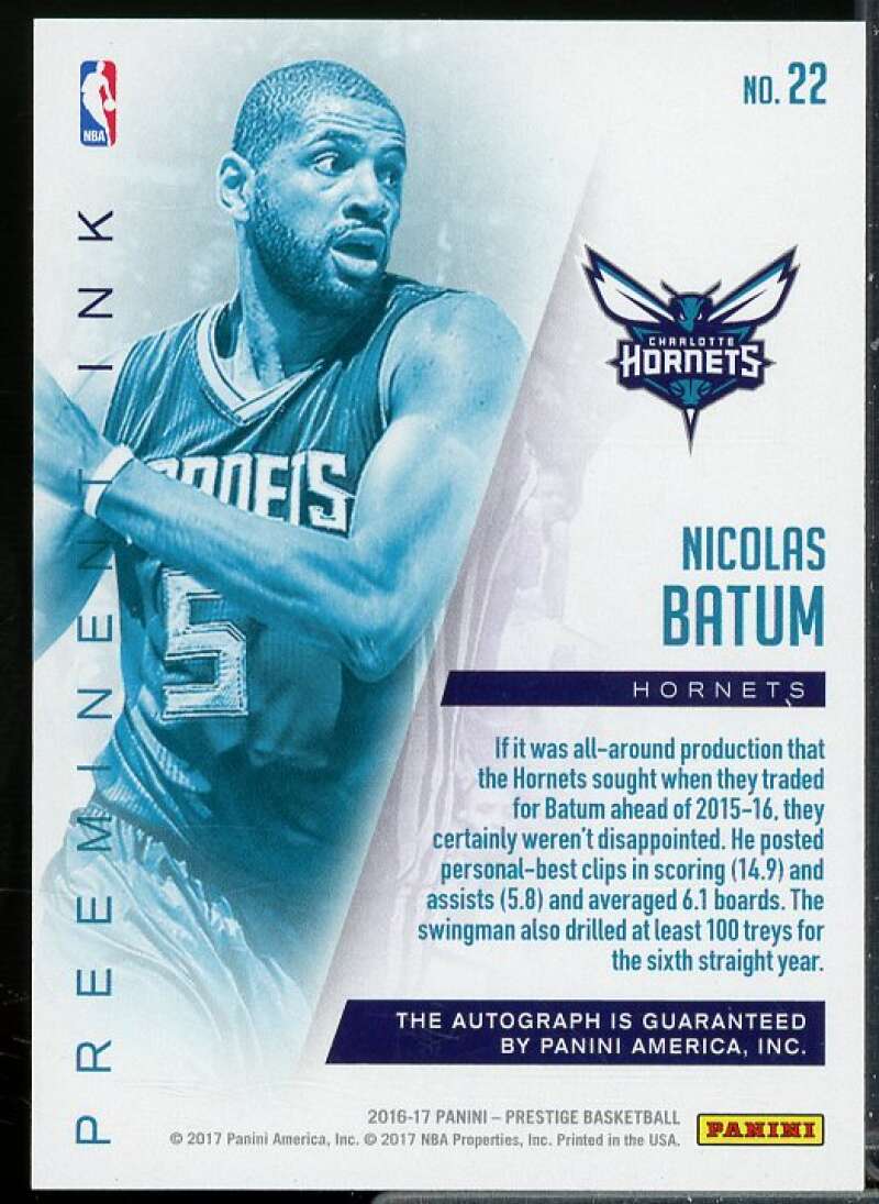 Nicolas Batum Card 2016-17 Prestige Preeminent Ink #22  Image 2