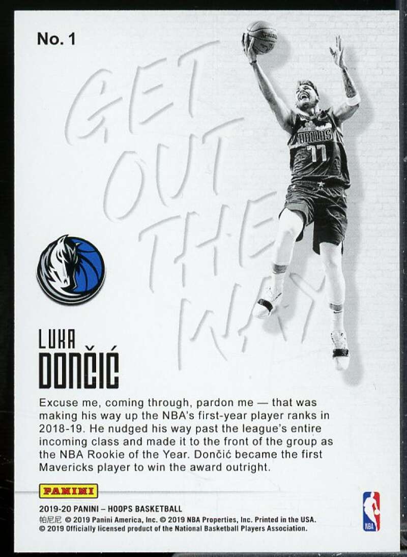 Luka Doncic Card 2019-20 Hoops Get Out the Way Winter #1  Image 2