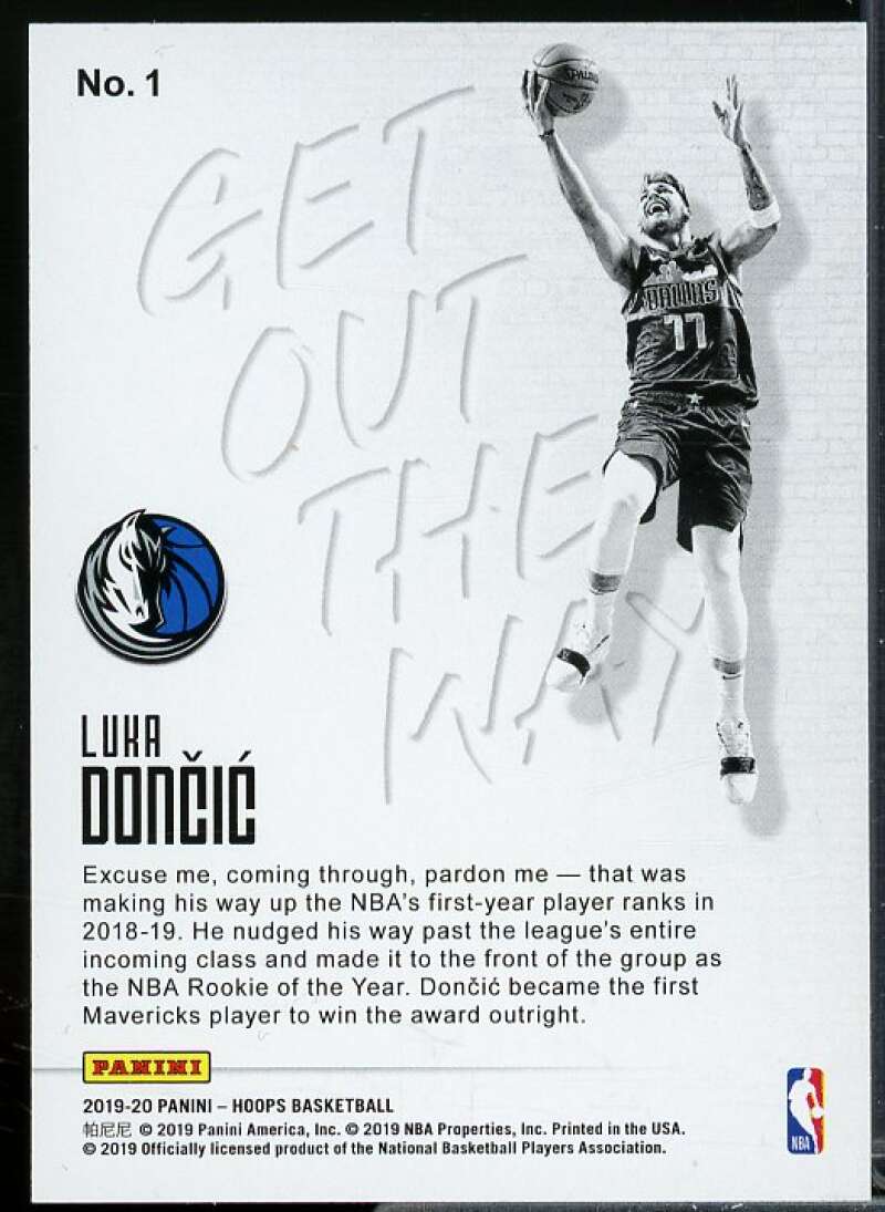 Luka Doncic Card 2019-20 Hoops Get Out the Way #1  Image 2