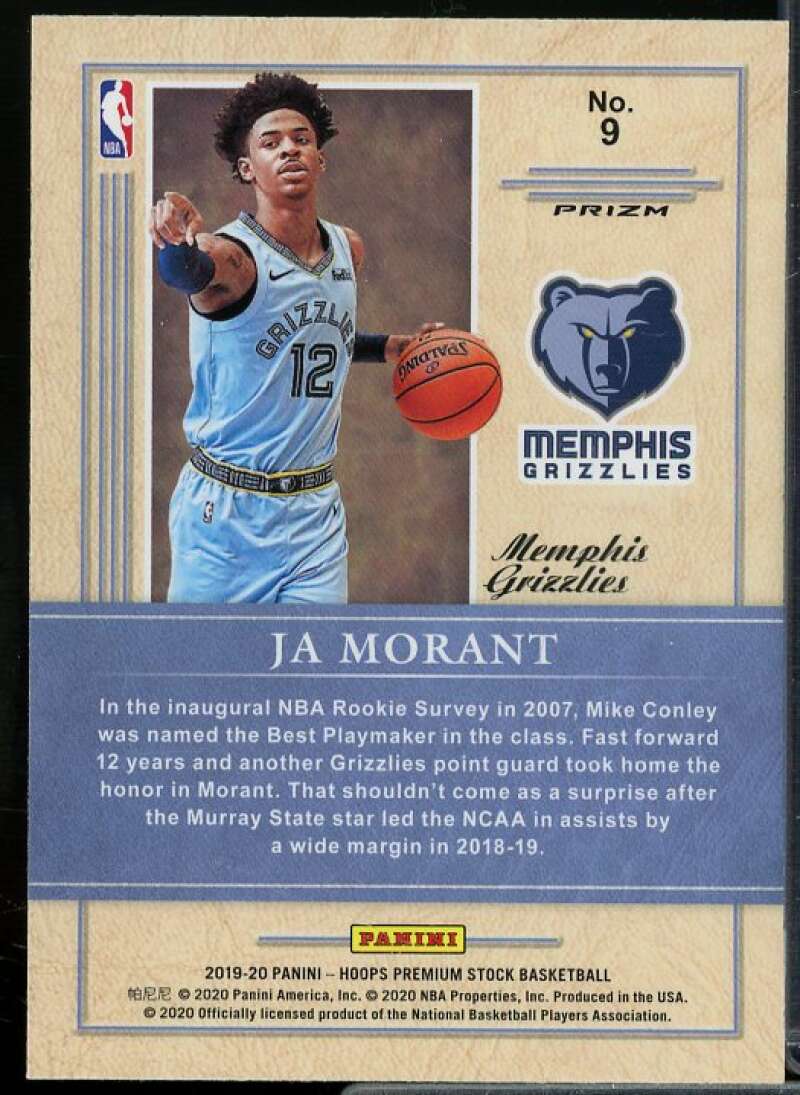 Ja Morant Rookie Card 2019-20 Hoops Premium Stock Class of 2019 Holo #9  Image 2