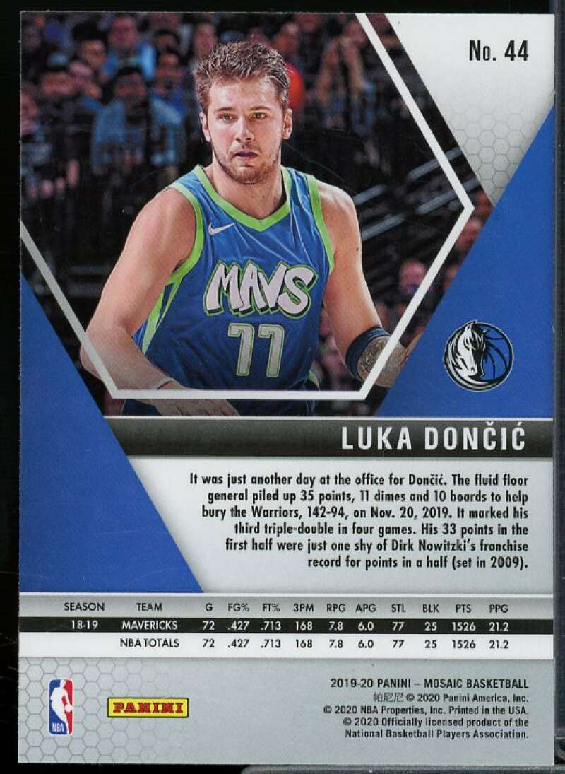 Luka Doncic Card 2019-20 Panini Mosaic #44  Image 2