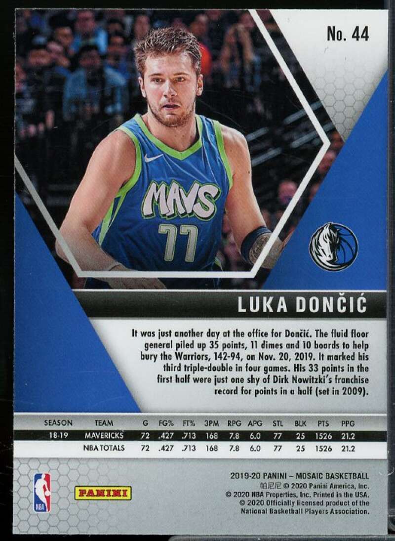 Luka Doncic Card 2019-20 Panini Mosaic #44  Image 2