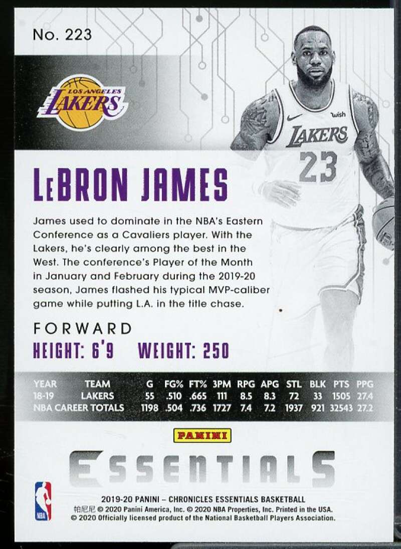 LeBron James/Essentials Card 2019-20 Panini Chronicles #223  Image 2