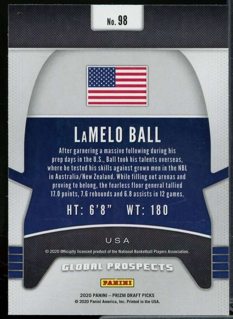 LaMelo Ball GP Rookie Card 2020-21 Panini Prizm Draft Picks #98  Image 2