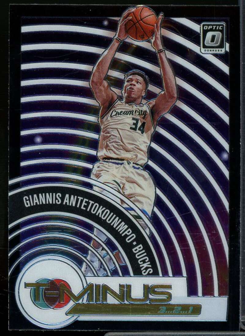 Giannis Antetokounmpo Card 2020-21 Donruss Optic T-Minus 3 2 1 Purple #15  Image 1