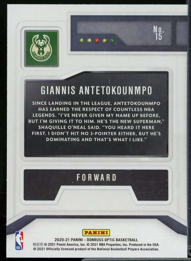 Giannis Antetokounmpo Card 2020-21 Donruss Optic T-Minus 3 2 1 Purple #15  Image 2