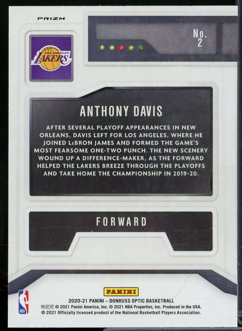 Anthony Davis Card 2020-21 Donruss Optic T-Minus 3 2 1 Holo #2  Image 2