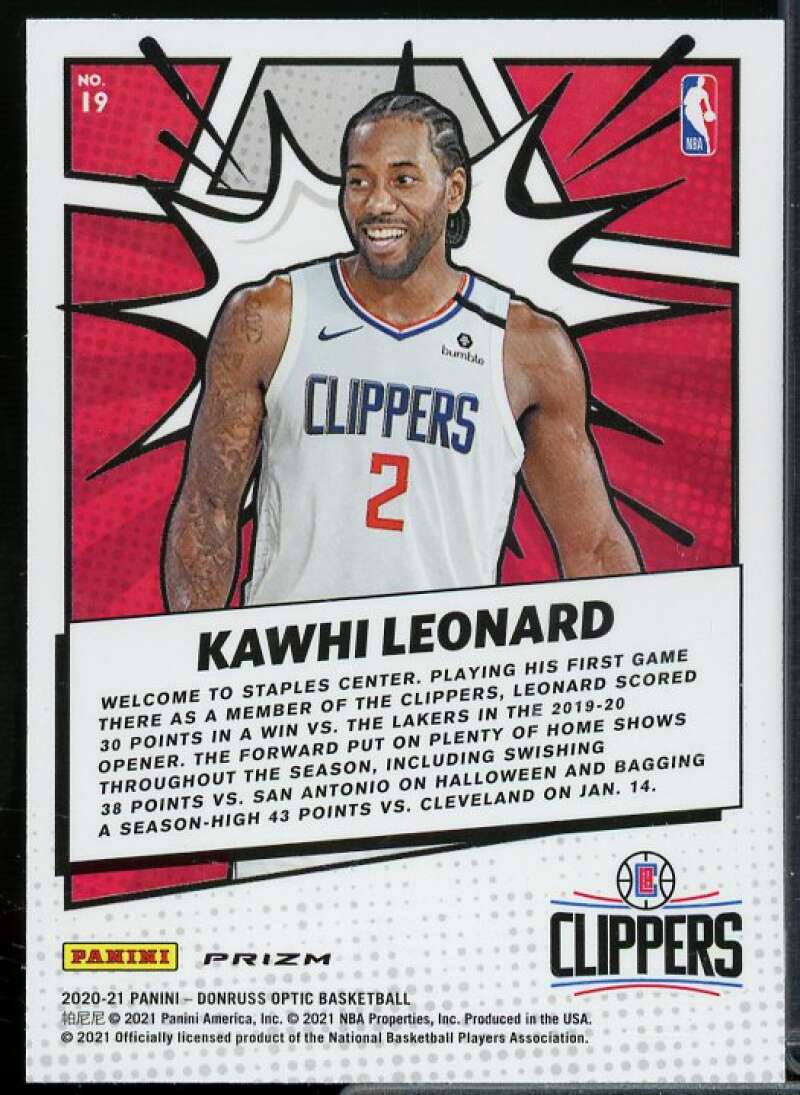 Kawhi Leonard Card 2020-21 Donruss Optic My House Holo #19  Image 2
