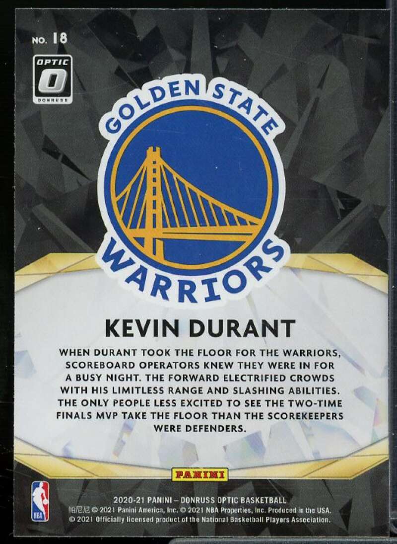 Kevin Durant Card 2020-21 Donruss Optic Winner Stays Purple #18  Image 2