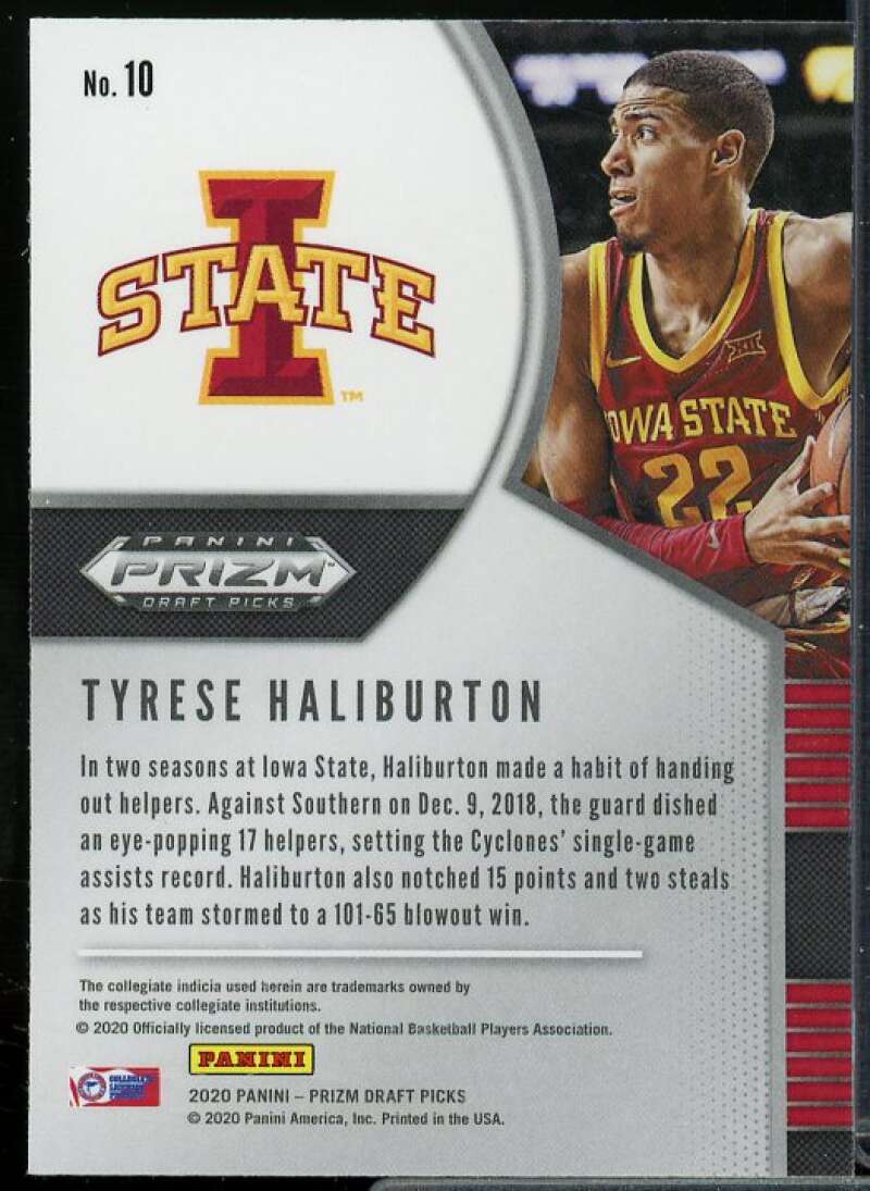 Tyrese Haliburton Rookie Card 2020-21 Panini Prizm Draft Picks #10  Image 2