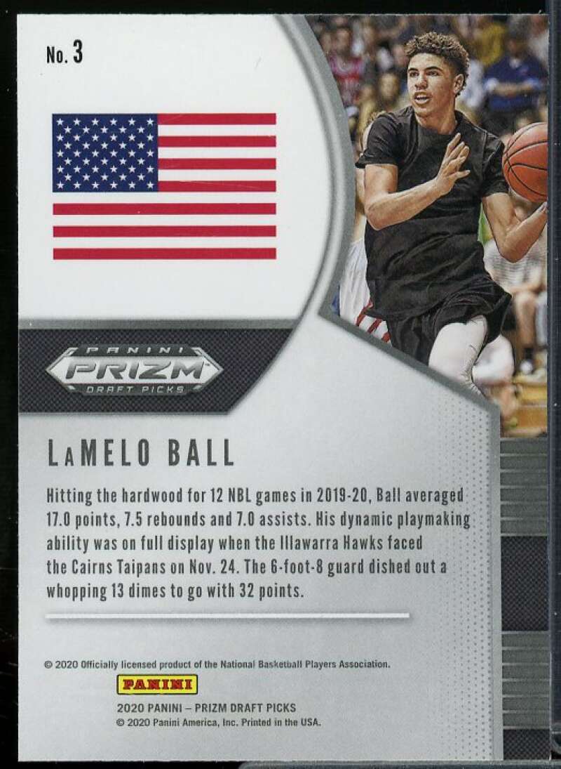 LaMelo Ball Rookie Card 2020-21 Panini Prizm Draft Picks #3  Image 2