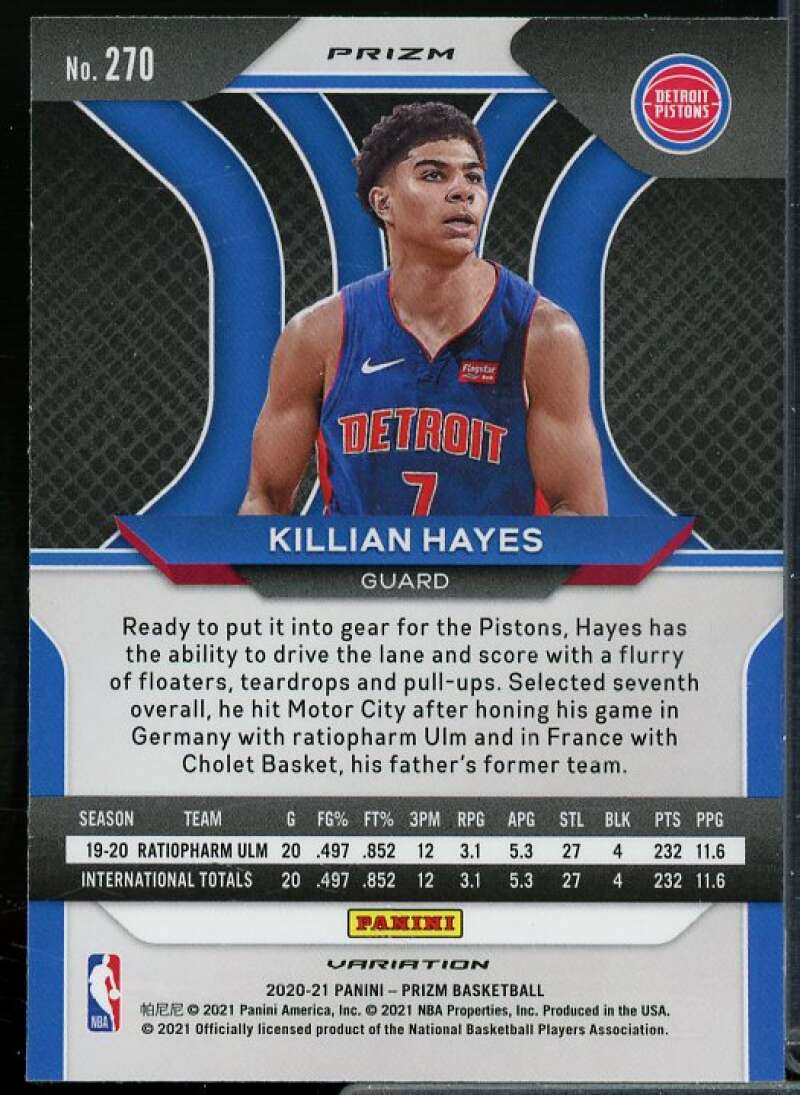 Killian Hayes Rookie Card 2020-21 Panini Prizm Prizms Fast Break #270  Image 2
