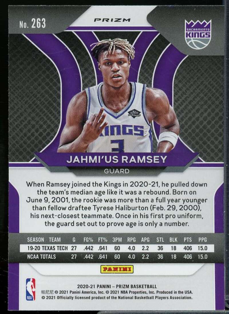 Jahmi'us Ramsey Rookie Card 2020-21 Panini Prizm Prizms Red White and Blue #263  Image 2