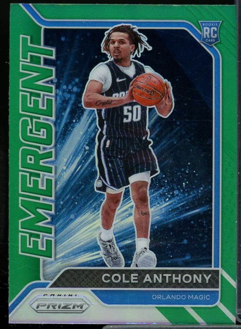 Cole Anthony Rookie Card 2020-21 Panini Prizm Emergent Prizms Green #21  Image 1