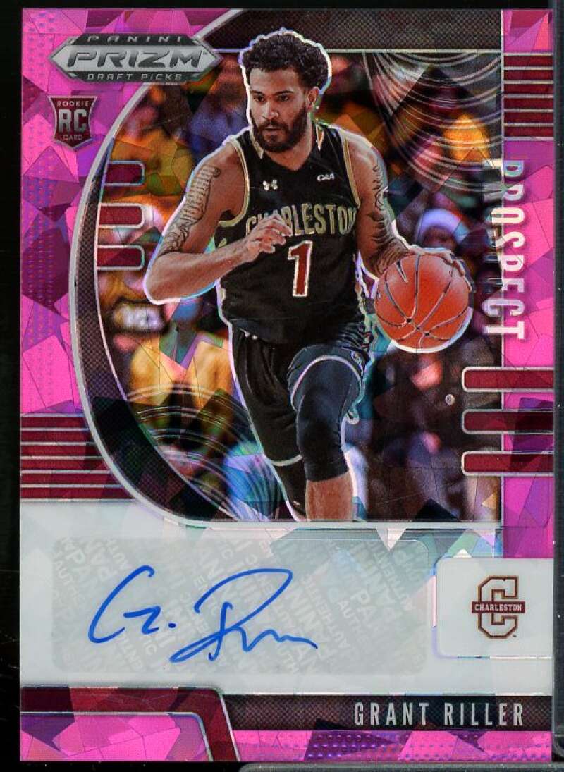 Grant Riller 2020-21 Panini Prizm Draft Picks Prospect Autographs Pink Ice #43  Image 1