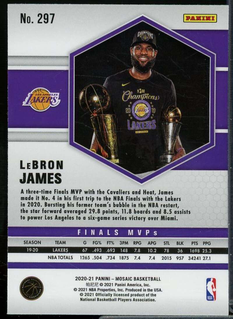 LeBron James Card 2020-21 Panini Mosaic #297  Image 2