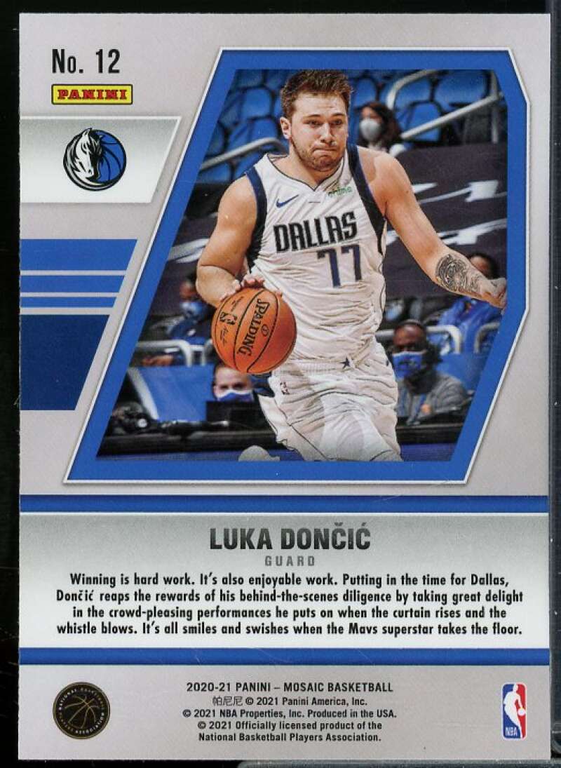 Luka Doncic Card 2020-21 Panini Mosaic Will to Win #12  Image 2