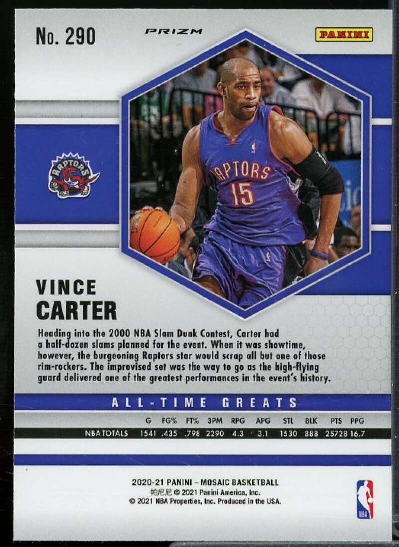 Vince Carter Card 2020-21 Panini Mosaic Mosaic Red Wave #290  Image 2