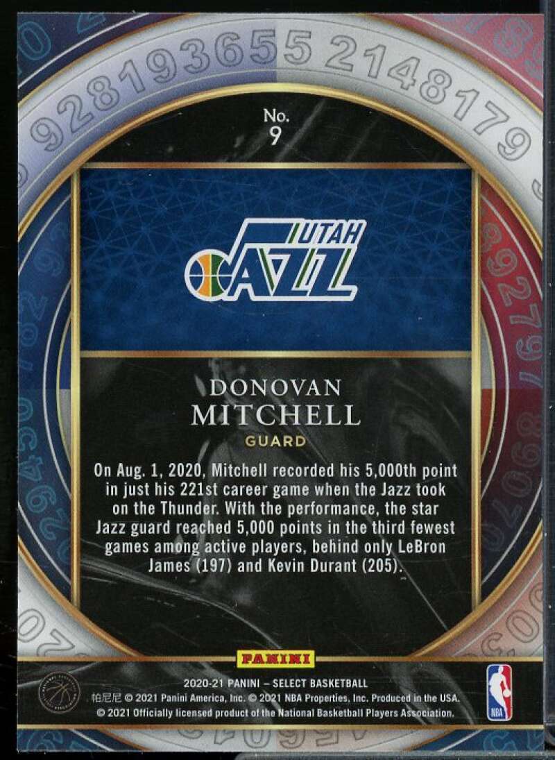 Donovan Mitchell Card 2020-21 Select Numbers #9  Image 2