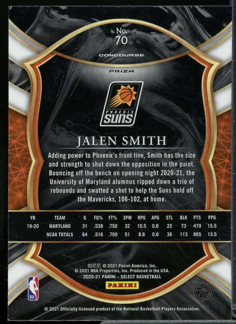 Jalen Smith Rookie Card 2020-21 Select Prizms Blue White Purple Ice #70  Image 2