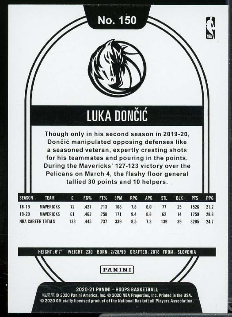 Luka Doncic Card 2020-21 Hoops #150  Image 2
