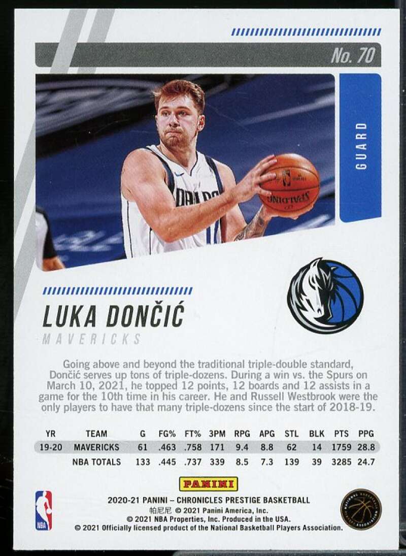 Luka Doncic/Prestige Card 2020-21 Panini Chronicles #70  Image 2