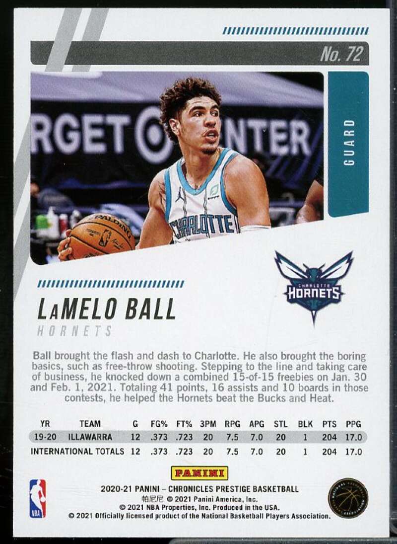 LaMelo Ball Rookie Card 2020-21 Panini Chronicles #72  Image 2