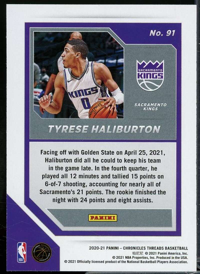 Tyrese Haliburton Rookie Card 2020-21 Panini Chronicles #91  Image 2