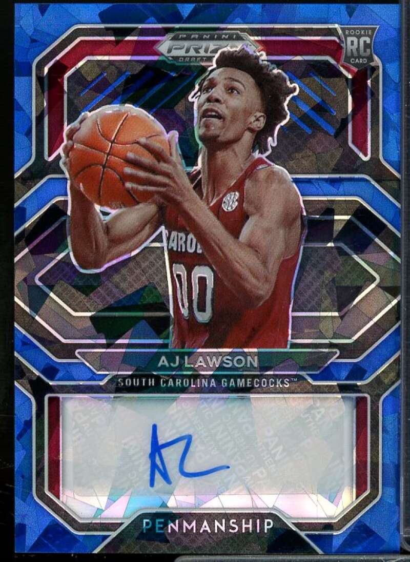 AJ Lawson Rookie 2021-22 Panini Prizm DP College Penmanship Prizms Blue Ice #36  Image 1