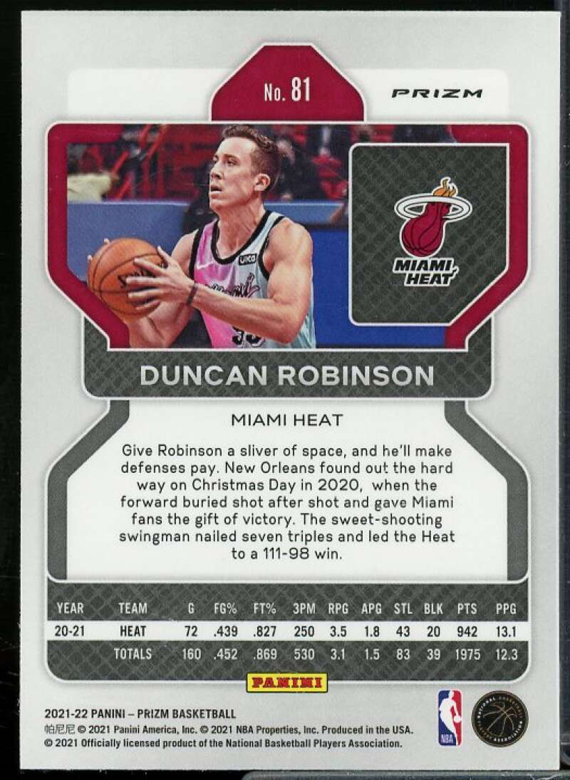 Duncan Robinson Rookie Card 2021-22 Panini Prizm Prizms Ice #81  Image 2