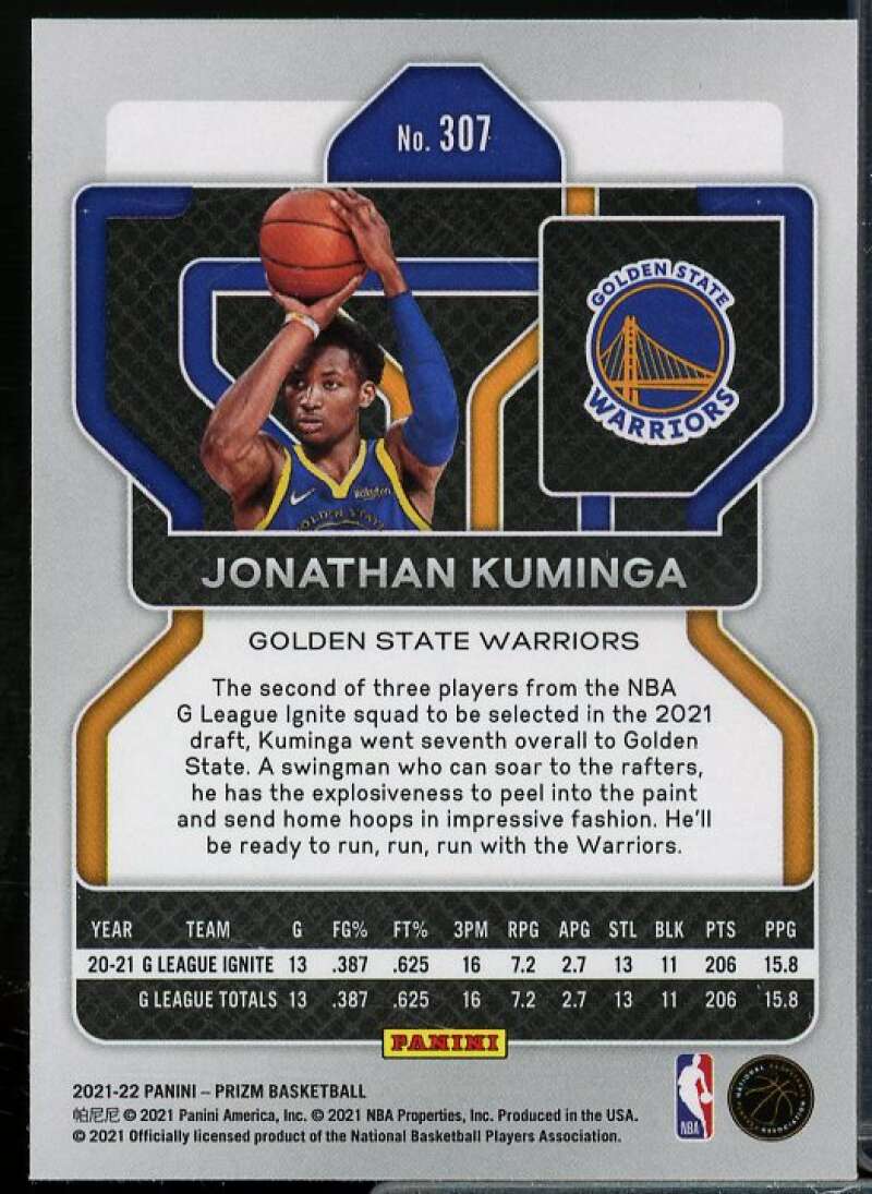 Jonathan Kuminga Rookie Card 2021-22 Panini Prizm #307  Image 2