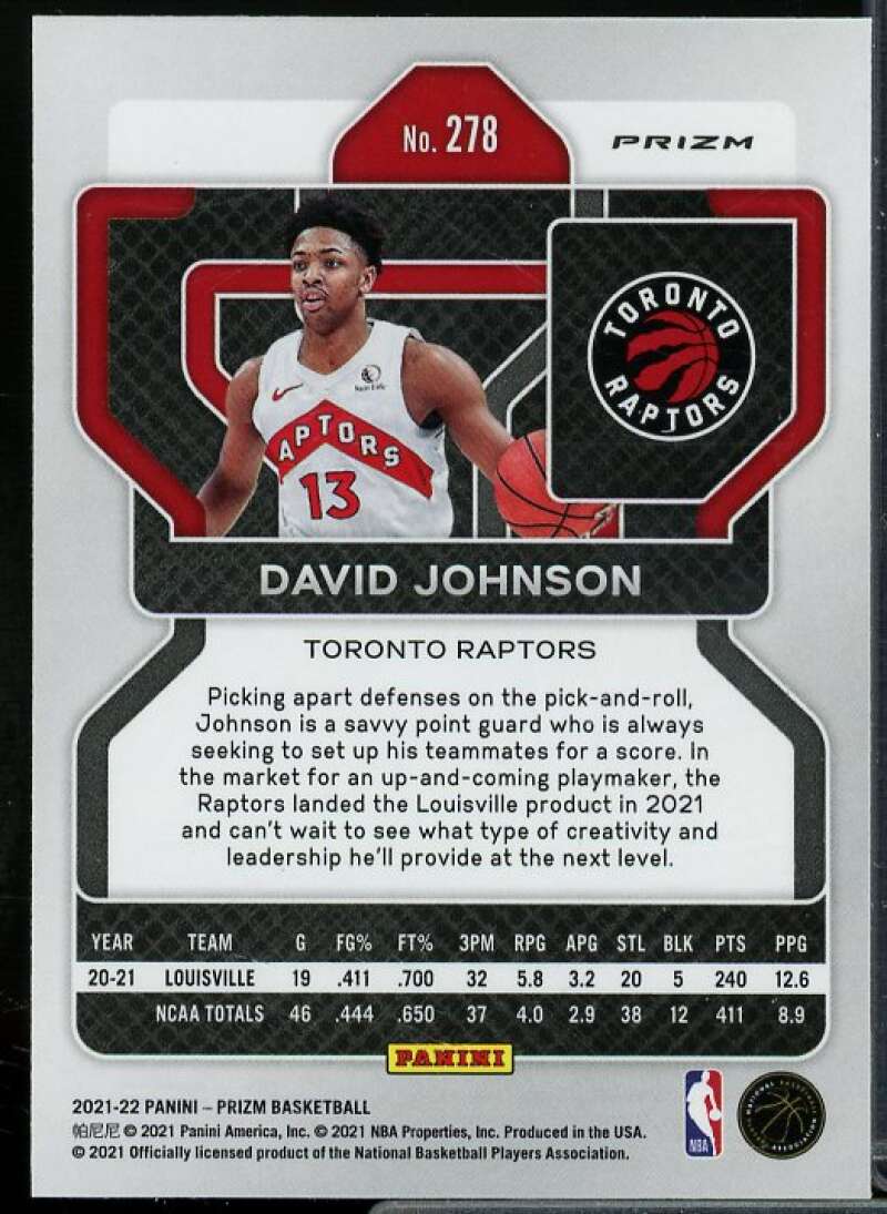 David Johnson Rookie Card 2021-22 Panini Prizm Prizms Ruby Wave #278  Image 2